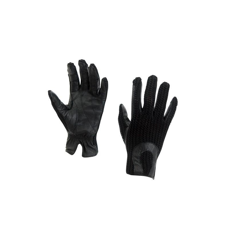 Fahrradhandschuhe Leder mit Baumwolle, schwarz