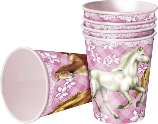 Paarden bekers themafeest 8 stuks