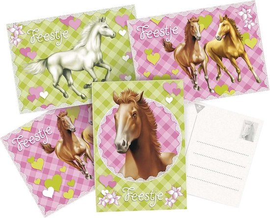 Paarden uitnodigingskaarten themafeest 6 stuks