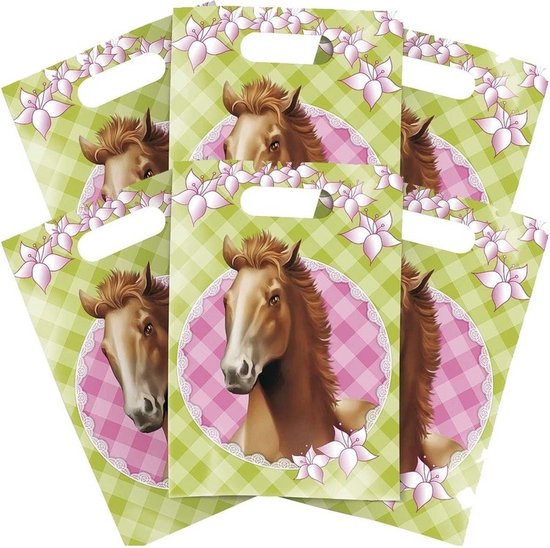 Paarden uitdeelzakjes themafeest 6 stuks
