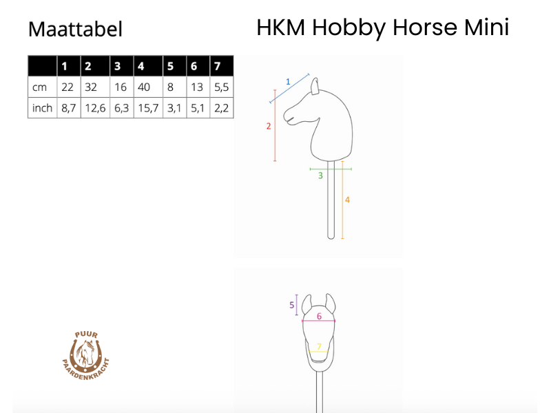 HKM Hobby Horse Mini maattabel