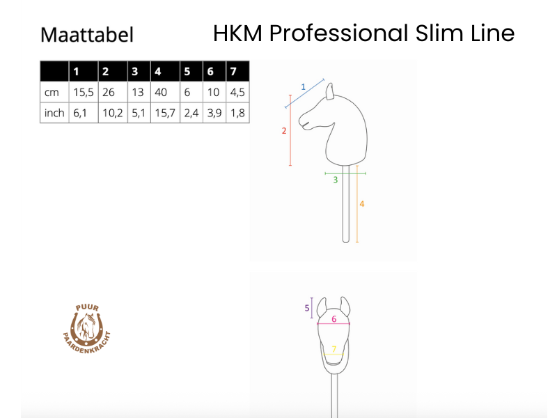 HKM Hobby Horse Slim Line maattabel