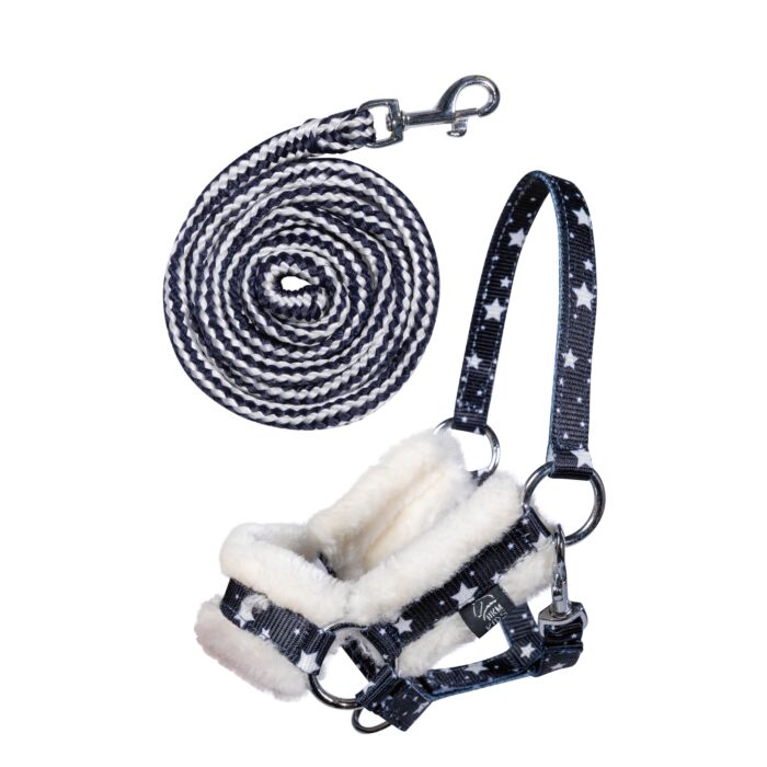 HKM Hobby Horse halster en touw navy