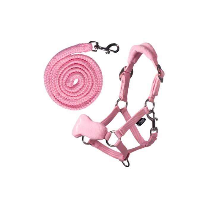 HKM Hobby Horse halsterset fleece roze