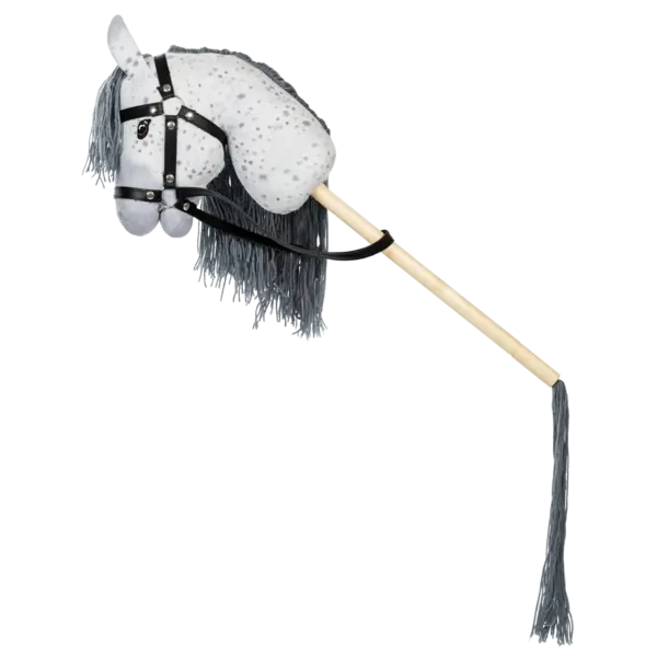 Hobby Horse stokpaard grijs gevlekt met bit en teugels