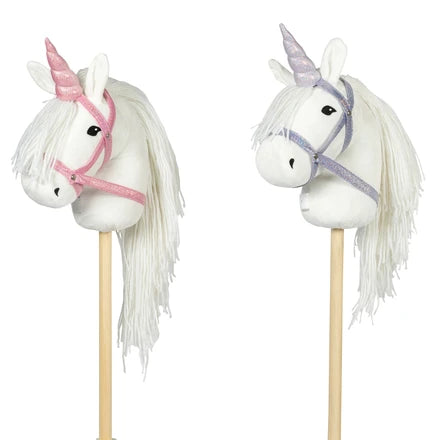 Unicorn hobby horse met halster lila