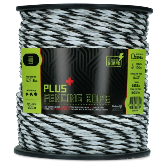 ZoneGuard 6 mm Plus afrasteringskoord zwart en wit 200 m