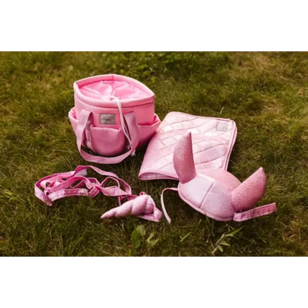 Hobby Horse zadeldekje en oornetje roze glitter
