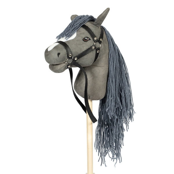 Hobby Horse stokpaard Grijs met bit en teugels