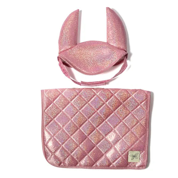 Hobby Horse zadeldekje en oornetje roze glitter