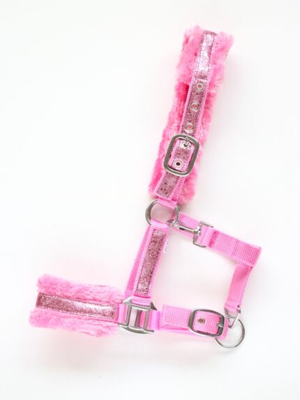 HB halster roze bont glitter