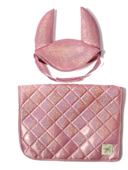 Hobby Horse zadeldekje en oornetje roze glitter