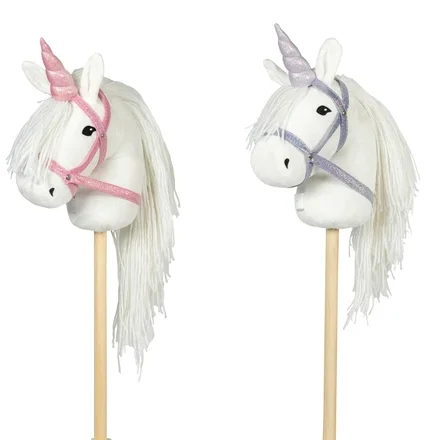 Unicorn hobby horse met halster lila