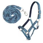 HKM halsterset petrol en blauw met steentjes