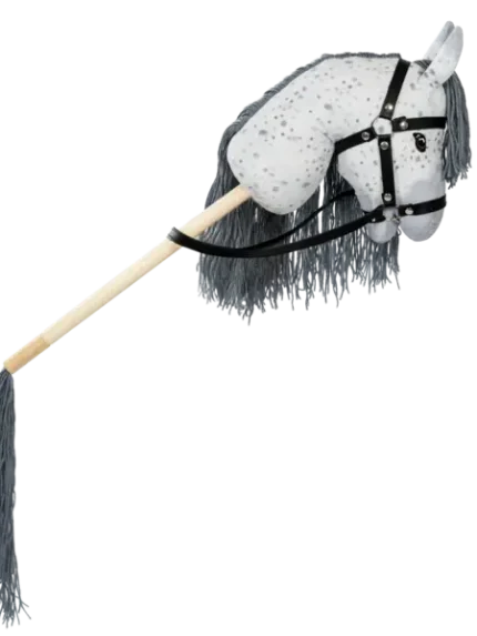 Hobby Horse stokpaard grijs gevlekt met bit en teugels